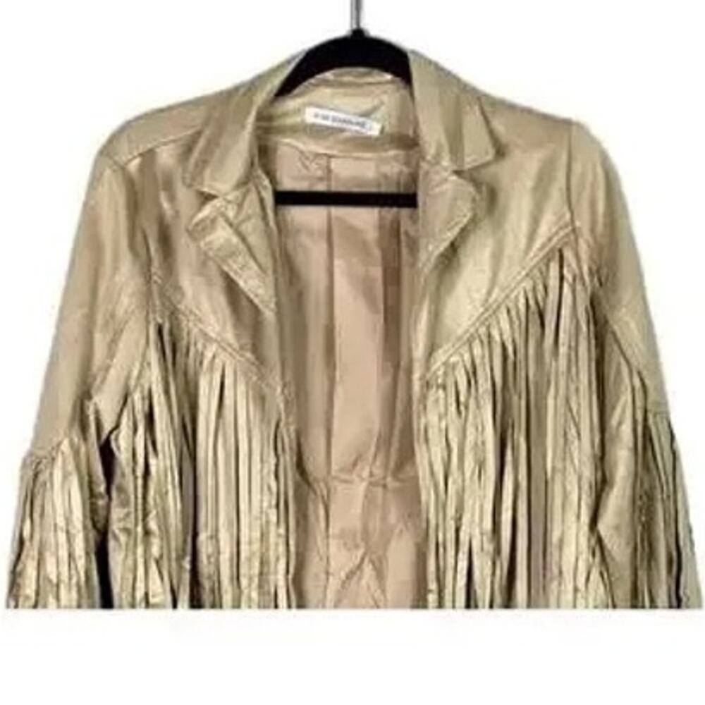NWT Miss Sparkling Soft Faux Western Fringe Suede Lined Jacket Coat M CreamBeige - Picture 3 of 15